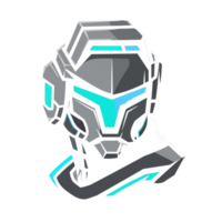 Futuristic helmet design with neon blue highlights png