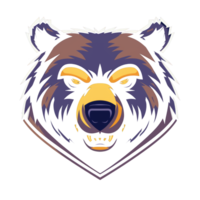 Intense bear mascot with a fierce gaze png