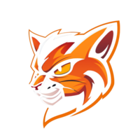 Fierce orange feline mascot with a determined look png