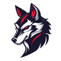 Fierce wolf head with striking red accents png