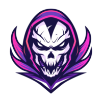 Fierce skull with purple flames epitome of virtual menace png