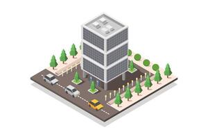 Office building isometric on white background vector