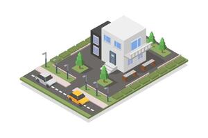 Modern house isometric on white background vector