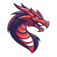 Fierce red dragon illustration with a fiery gaze png