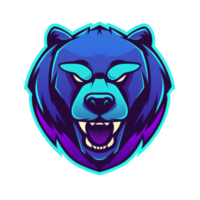 Intense bear esports logo with a neon vibe png