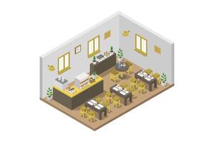 Illustrated isometric cafe room vector