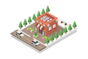 Illustrated isometric barber shop building vector