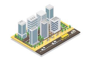 Illustrated isometric city building vector