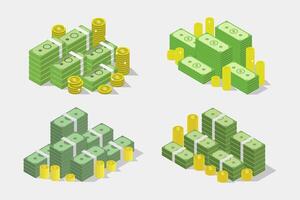 Illustrated isometric money vector