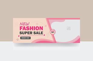 New fashion super sale banner cover design template vector