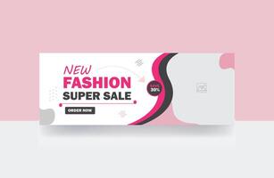 New fashion super sale cover clothing sale social media web banner template vector