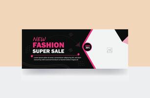 New fashion super sale cover clothing sale banner template vector