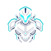 Futuristic warrior in sleek armor ready for a digital battle png