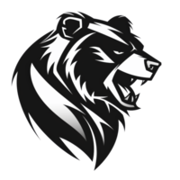 Majestic bear illustration in bold black and white png