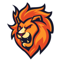 Fierce lion mascot with a fiery mane png