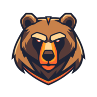 Fierce bear mascot with a steely gaze png