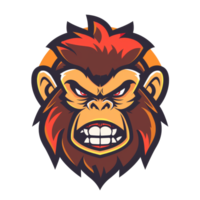 Intense monkey face with a fierce expression png