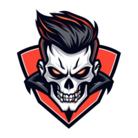 Fierce skull mascot with a fiery hairstyle png