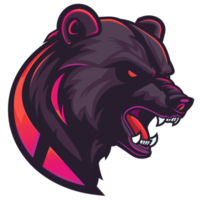 Fierce bear mascot with striking red highlights png