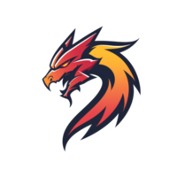 Fiery dragon head in a bold modern design png