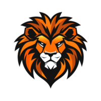 Fierce lion head mascot with a fiery mane png