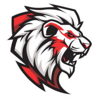 Fierce lion with a striking red streak png