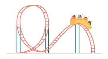 Roller coaster in flat design. Extreme attraction at amusement park. illustration isolated. vector