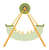 Carousel with ship in flat design. Viking boat attraction at amusement park. illustration isolated. vector
