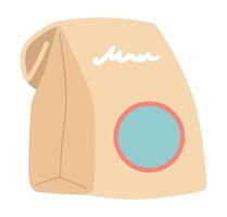 Takeaway food bag in flat design. Paper package for delivery from cafe. illustration isolated. vector