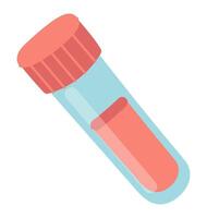 Test tube with blood sample in flat design. Laboratory research flask. illustration isolated. vector