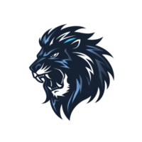 feroz azul león logo con un moderno giro png