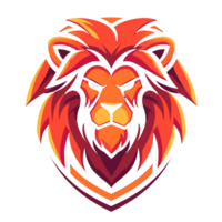 Fiery lion emblem roaring with pride png