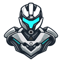 Futuristic warrior avatar with glowing visor png