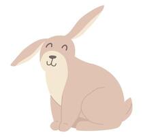 Cute rabbit in flat design. Happy domestic pet, Easter bunny character. illustration isolated. vector