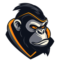 Fierce gorilla mascot with a stern look png