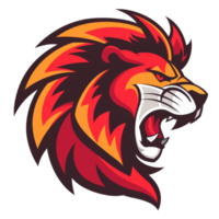 Fiery lion mascot roaring with intensity png