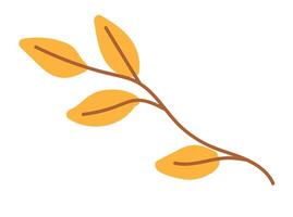 Autumn twig with leaves in flat design. Fall branch with orange leaflets. illustration isolated. vector