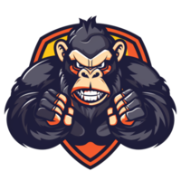 Fierce gorilla mascot with a grimace ready for action png