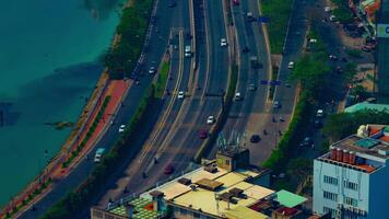 A timelapse of traffic jam at the busy town in Ho Chi Minh high angle long shot zoom video