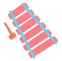 Xylophone with mallet in flat design. Musical instrument, acoustic toy. illustration isolated. vector