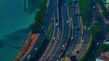A timelapse of traffic jam at the busy town in Ho Chi Minh high angle long shot panning video