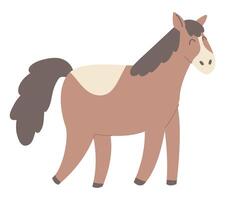 Cute horse in flat design. Happy domestic pet, livestock character. illustration isolated. vector