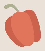 Red paprika pepper in flat design. Natural vegetable from farming garden. illustration isolated. vector