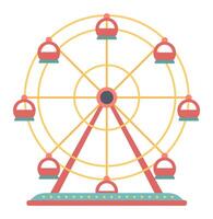 Ferris wheel in flat design. Entertainment attraction at amusement park. illustration isolated. vector