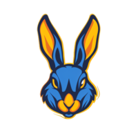 ein beschwingt Blau Hase mit feurig Orange Highlights png