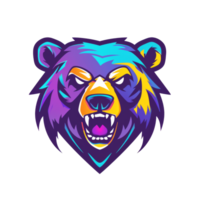 Colorful bear illustration with a fierce expression png