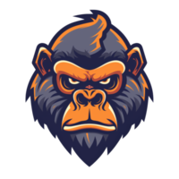 Fierce cartoon gorilla with a focused gaze png