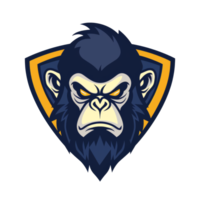 Fierce gorilla emblem with a determined glare png