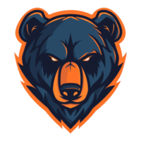 Fierce bear emblem with a determined glare png