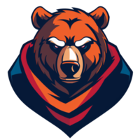 A fierce bear mascot with a determined gaze png